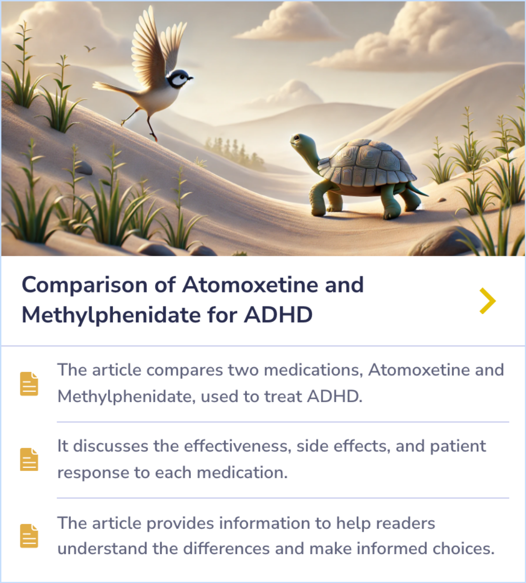 Summary Card outlining a study analysis on the effects of methylphenidate for ADHD in children and adolescents. It combines data from multiple trials and includes ratings from teachers, parents, and observers to assess the drug's benefits and risks using the GRADE method.