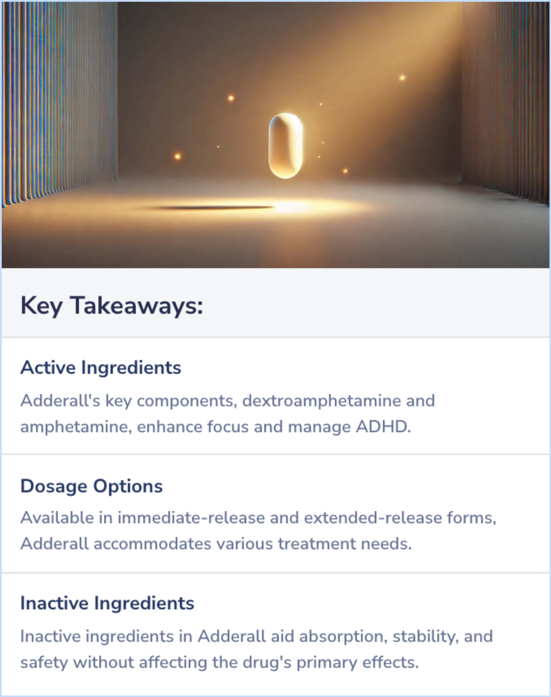 Key Takeaways for Adderall Drug Forms and Ingredients