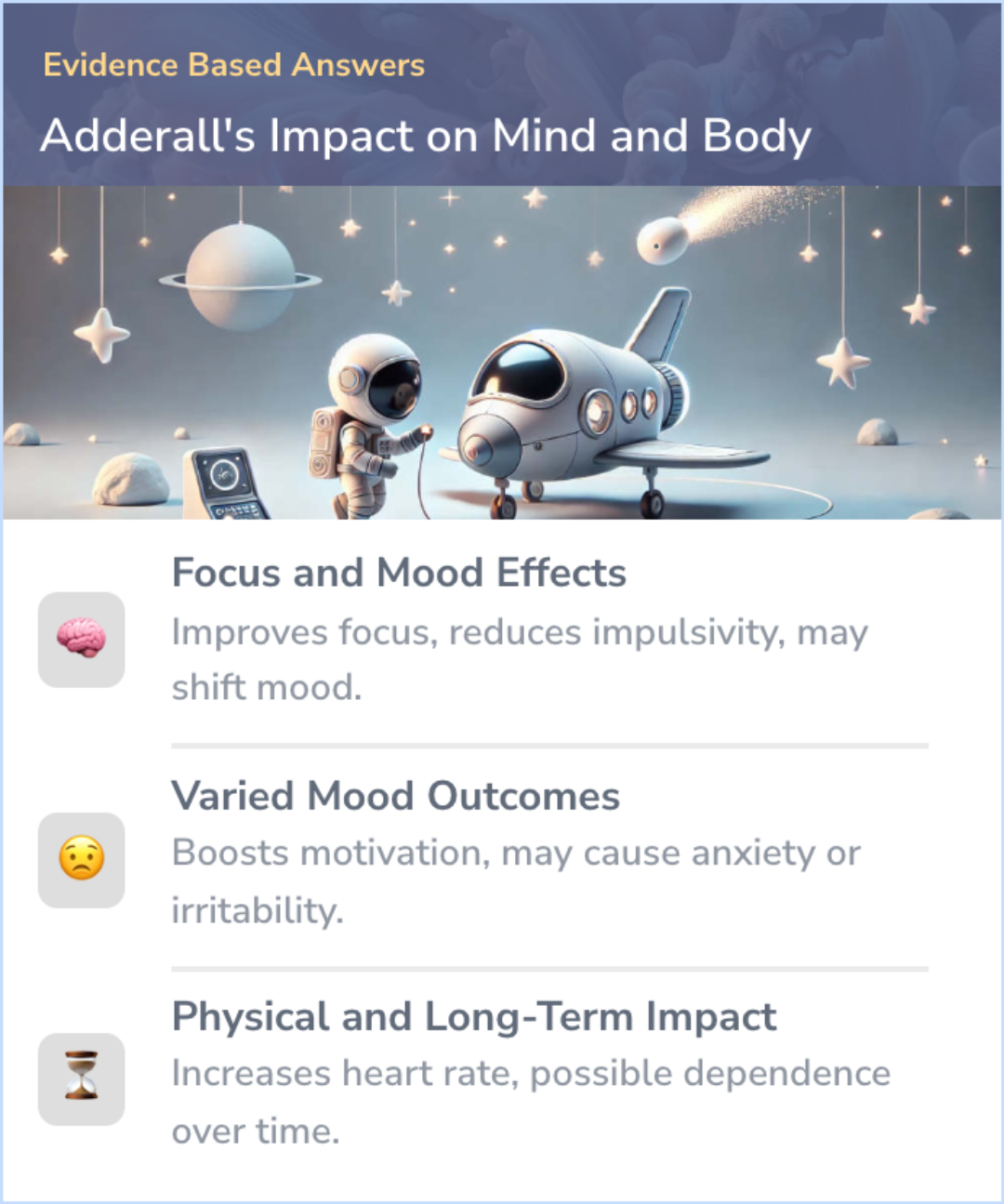 An infographic on How does Adderall make you feel?