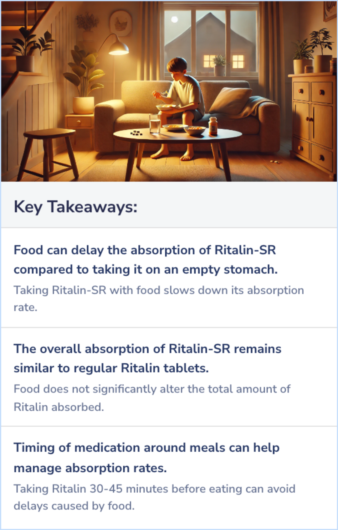 Key Takeaways for How does food affect Ritalin?
