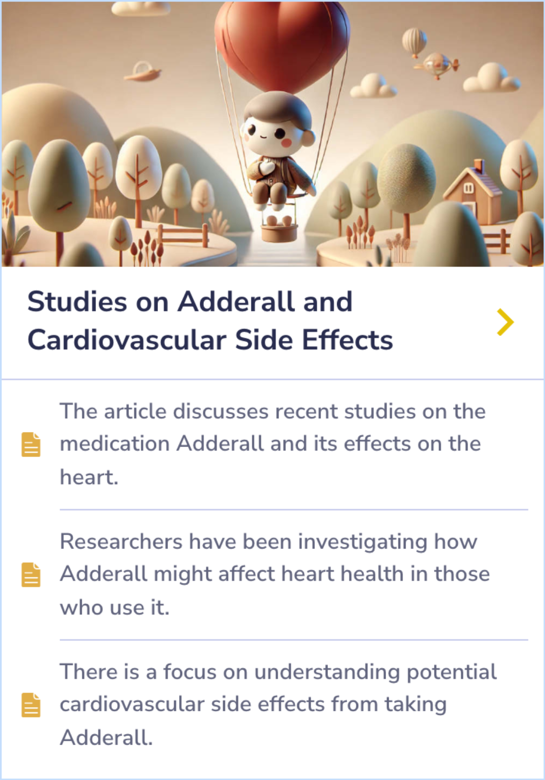 Summary card discussing how to handle missed doses of Adderall and the importance of keeping a regular dosing schedule, with advice to consult a doctor for personalized adjustments.
