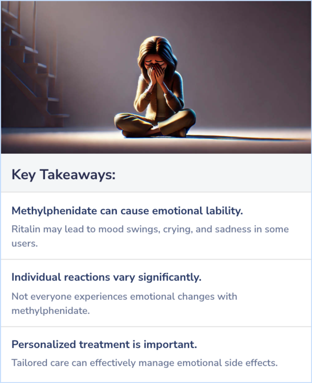 Key Takeaways for Is Crying a Side Effect of Methylphenidate (Ritalin)? 