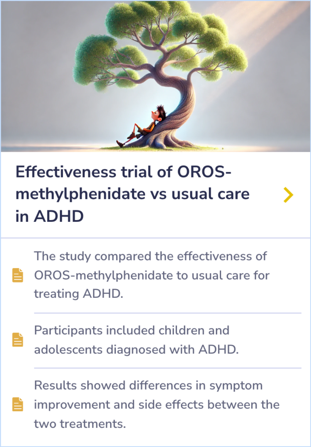 Summary Card explaining the effects of methylphenidate on brain glucose utilization, highlighting its impact on enhancing neuronal activity efficiency during cognitive tasks.
