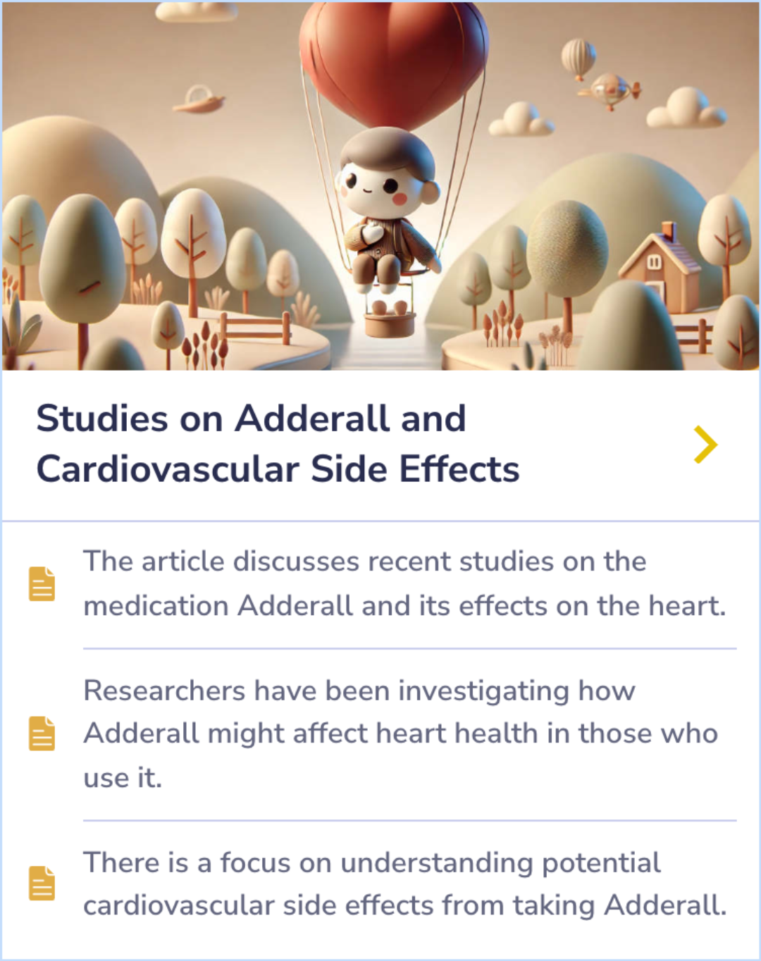 Summary card discussing how to handle missed doses of Adderall and the importance of keeping a regular dosing schedule, with advice to consult a doctor for personalized adjustments.
