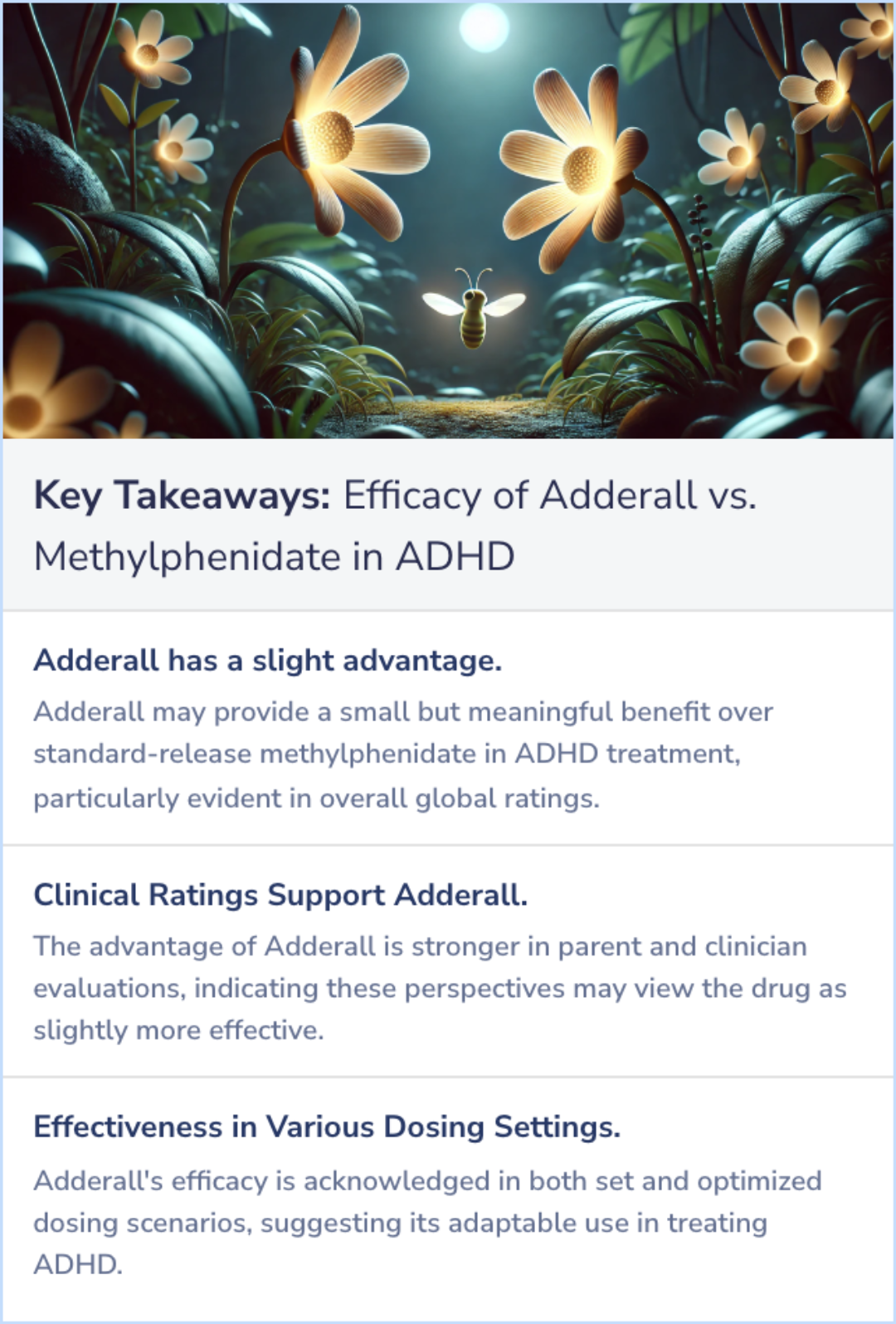 Key Takeaways for Comparative efficacy of Adderall and methylphenidate in attention-deficit/hyperactivity disorder: a meta-analysis