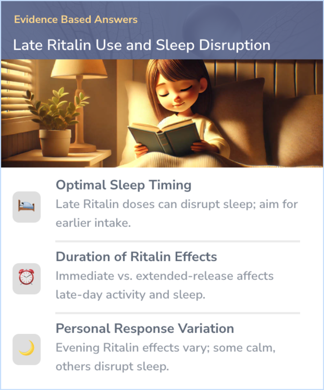 An infographic on How late is too late for Ritalin?