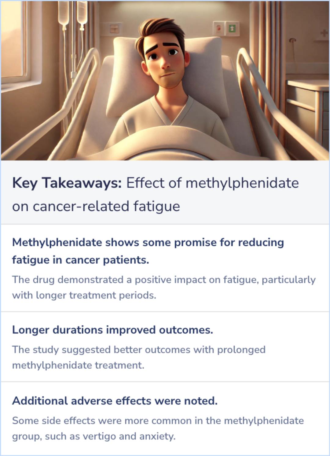 Key Takeaways for Effect of methylphenidate in patients with cancer-related fatigue: a systematic review and meta-analysis