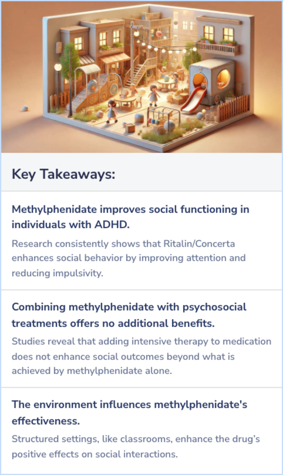 Key Takeaways for 5 Studies on Methylphenidate (Ritalin/Concerta) and Social Functioning
