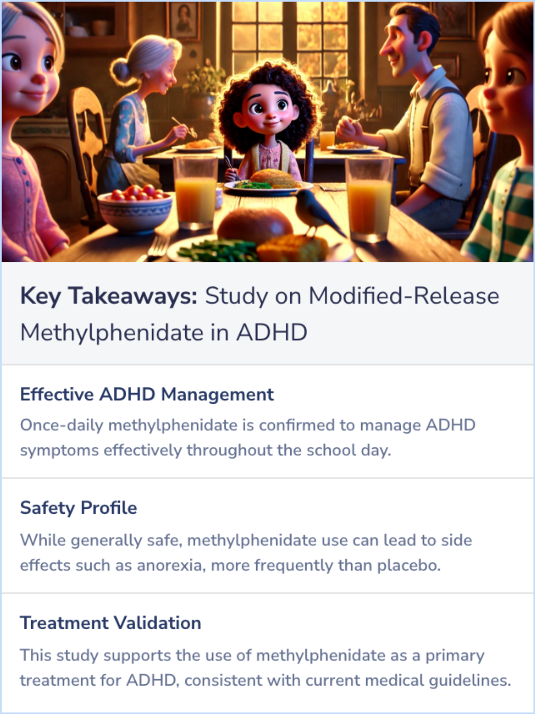 Key Takeaways for A double-blind, placebo-controlled study of modified-release methylphenidate in children with attention-deficit/hyperactivity disorder