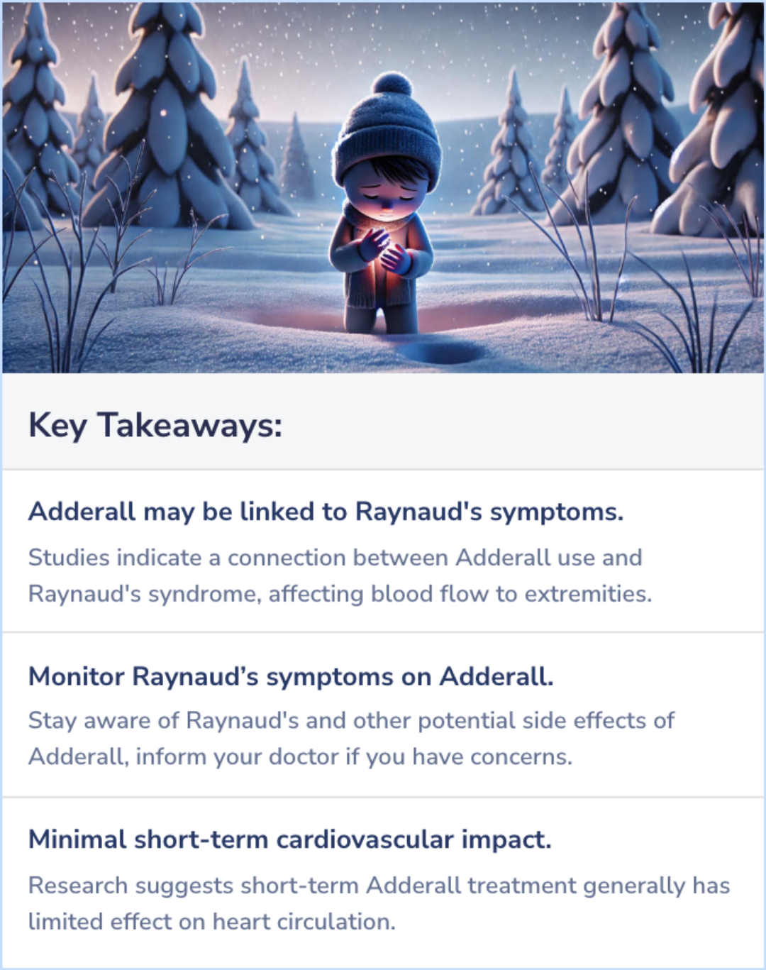 Key Takeaways for Adderall, Circulation, and Raynauds