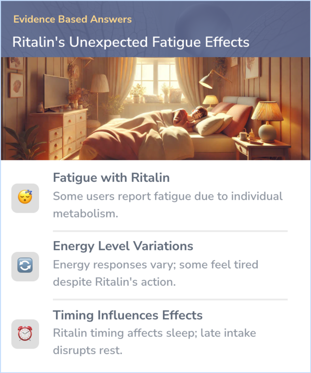 An infographic on Why do I fall asleep after taking Ritalin? 