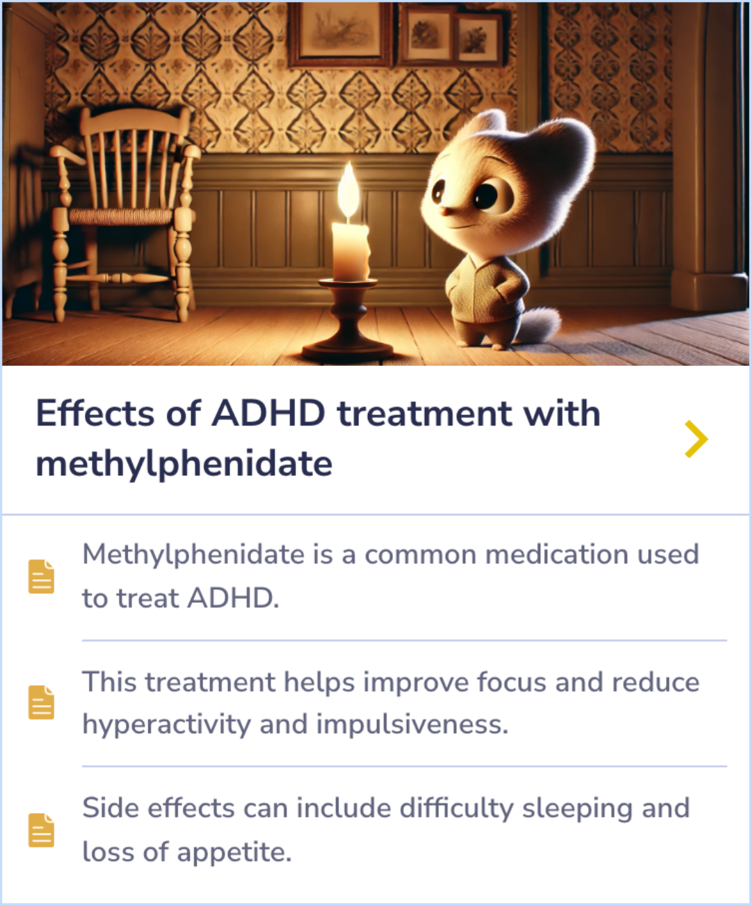 A summary card describing a crossover trial of methylphenidate hydrochloride in children with hyperactivity and pervasive developmental disorders, detailing study methods and outcomes.