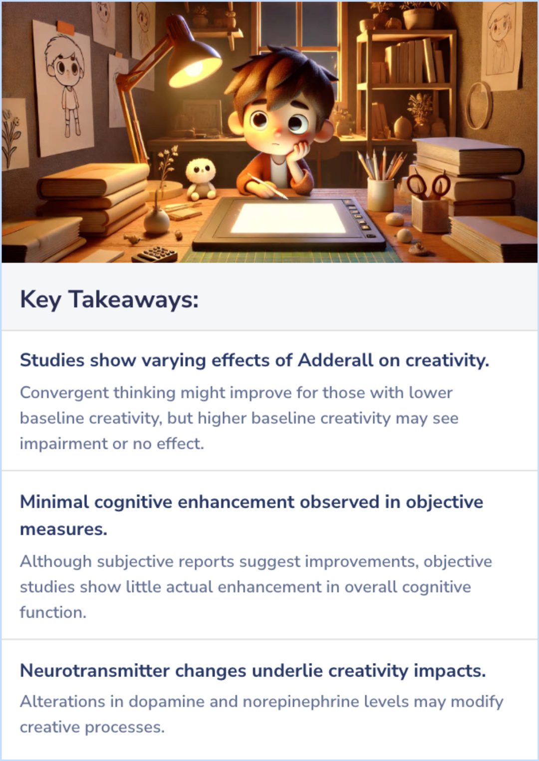 Key Takeaways for Do ADHD medications like Adderall affect creativity in healthy individuals?