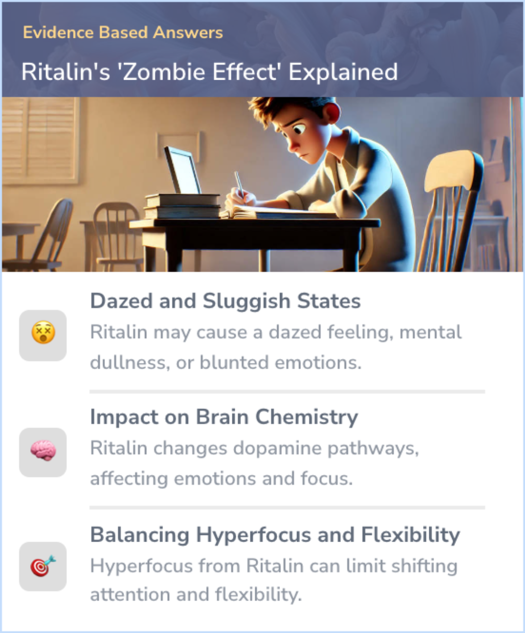 An infographic on What is the zombie effect on Ritalin? 