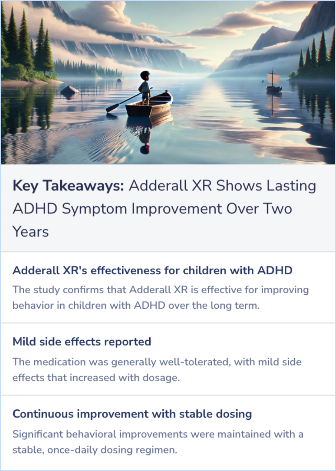 Key Takeaways for Long-term tolerability and effectiveness of once-daily mixed amphetamine salts (Adderall XR) in children with ADHD