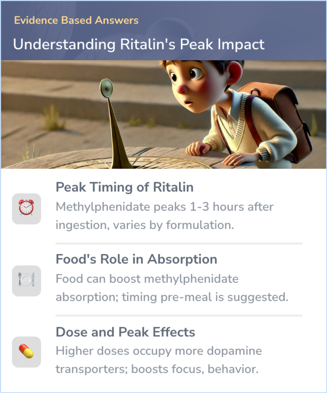 An infographic on When is Ritalin at its peak?