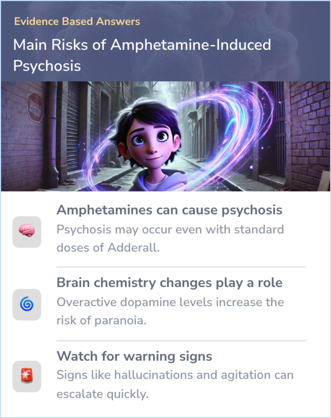 An infographic on What Are the Risks of Developing Amphetamine-Induced Psychosis?