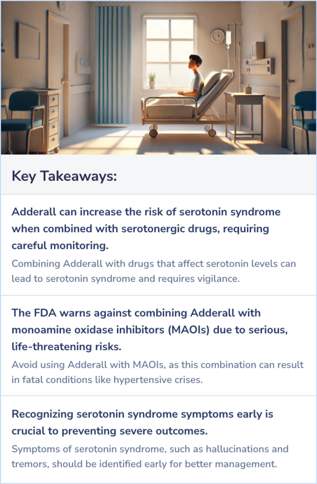 Key Takeaways for What does the FDA say about Adderall and Serotonin Syndrome?