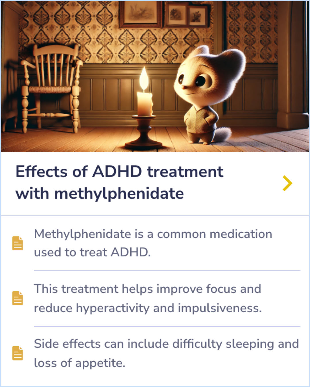 A summary card describing a crossover trial of methylphenidate hydrochloride in children with hyperactivity and pervasive developmental disorders, detailing study methods and outcomes.