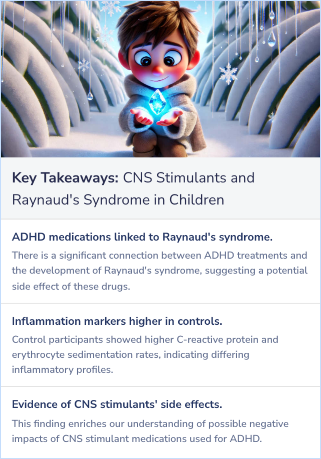 Key Takeaways for Association between treatment with central nervous system stimulants and Raynaud's syndrome in children: a retrospective case-control study of rheumatology patients