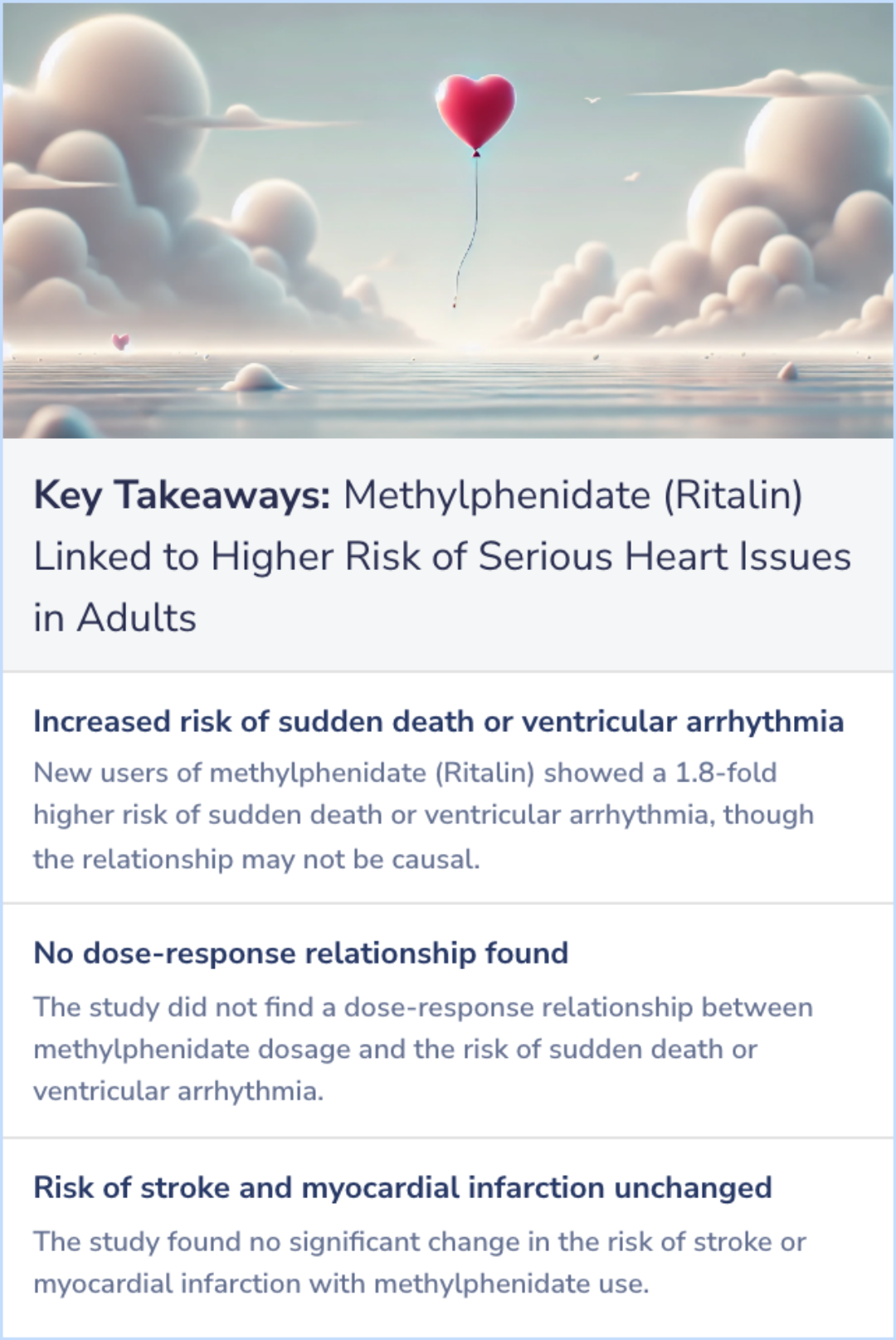 Key Takeaways for Methylphenidate and risk of serious cardiovascular events in adults