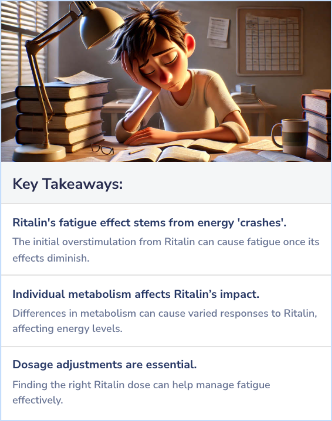 Key Takeaways for Why is Ritalin making me tired?