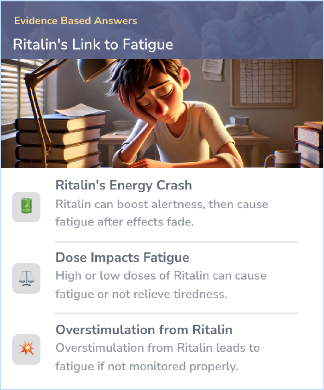 An infographic on Why is Ritalin making me tired?