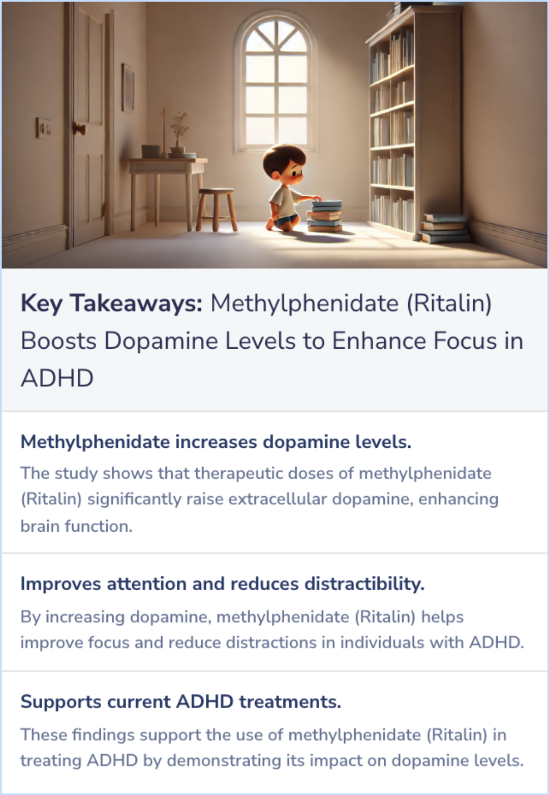 Key Takeaways for Therapeutic doses of oral methylphenidate significantly increase extracellular dopamine in the human brain.