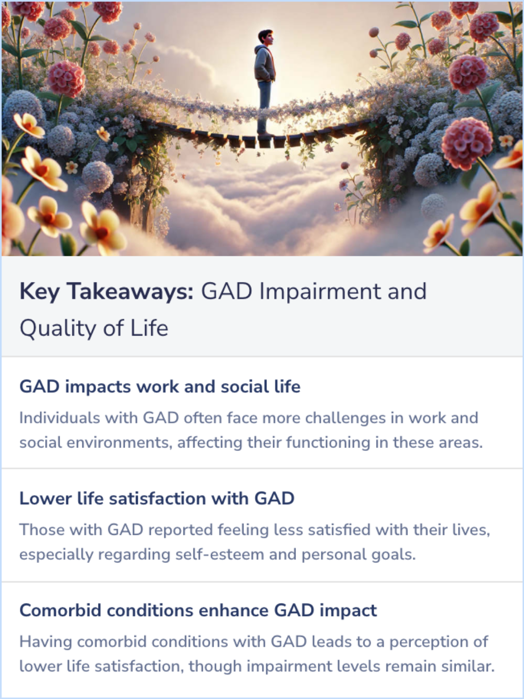 Key Takeaways for Impairment and quality of life in individuals with generalized anxiety disorder