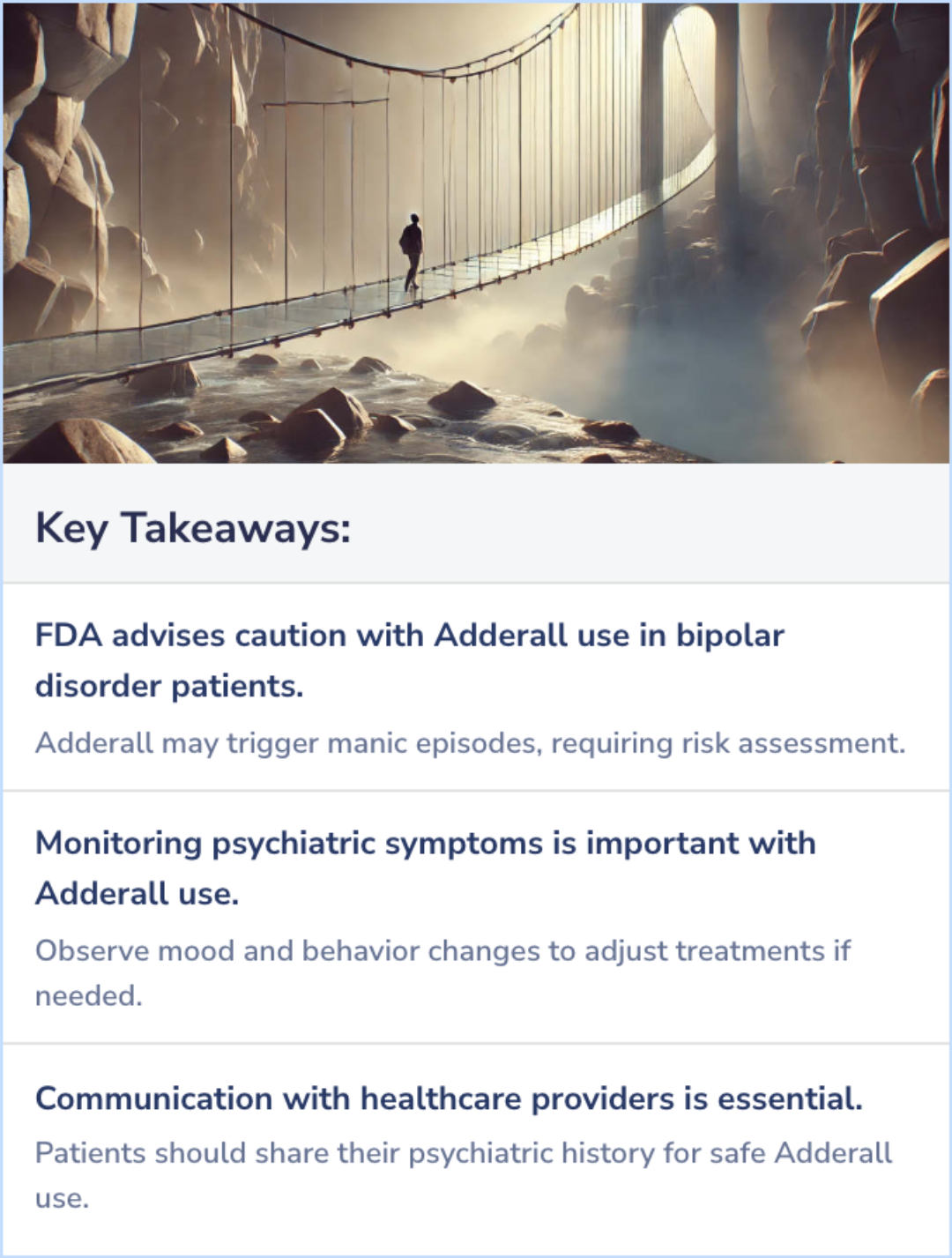 Key Takeaways for What does the FDA say about Adderall and Bipolar Disorder?