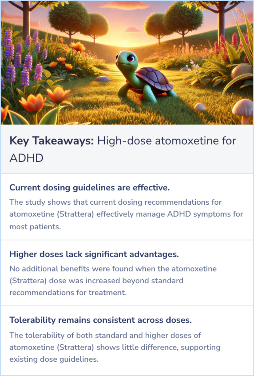 Key Takeaways for High-dose atomoxetine treatment of ADHD in youths with limited response to standard doses