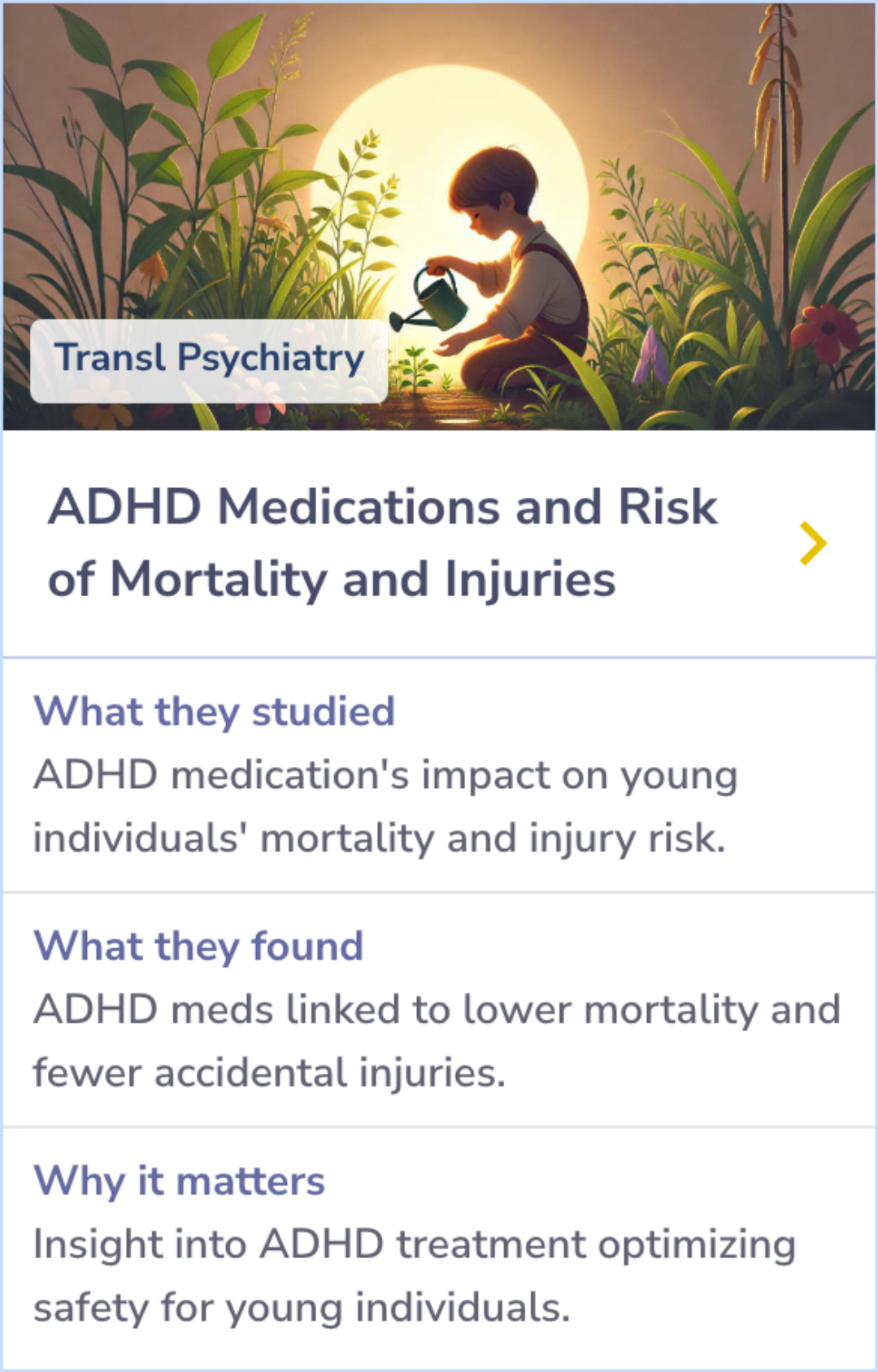 Visual Summary for ADHD medications use and risk of mortality and unintentional injuries: a population-based cohort study