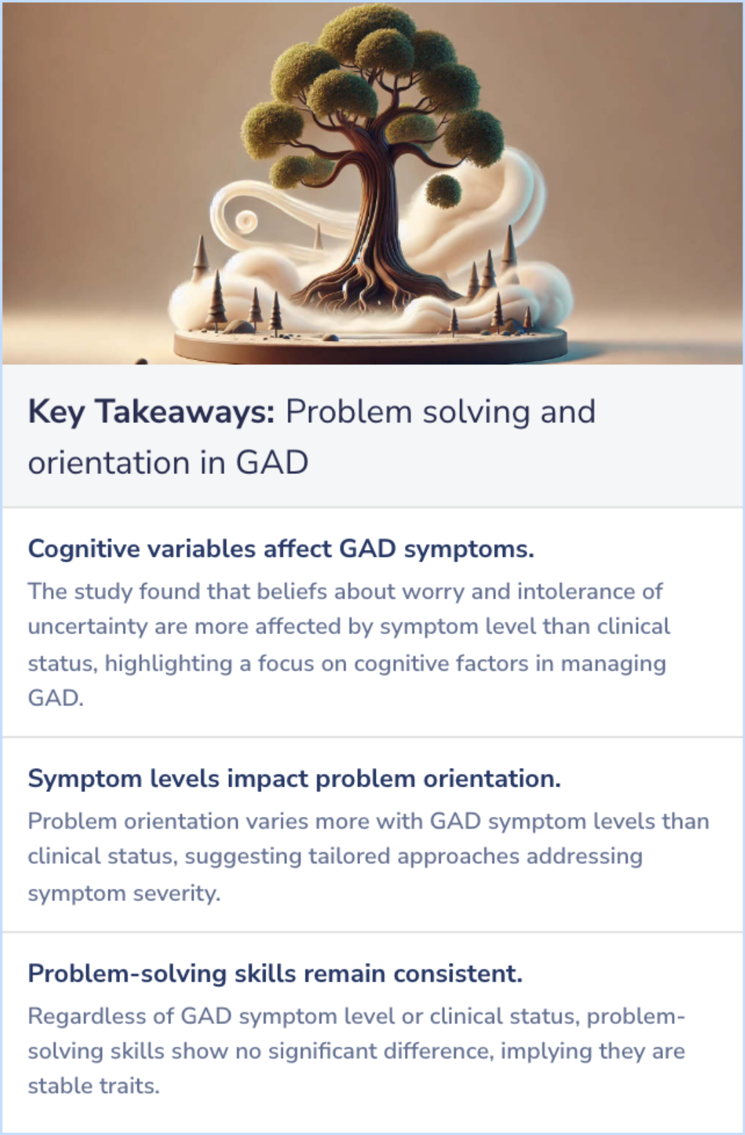 Key Takeaways for Problem solving and problem orientation in generalized anxiety disorder