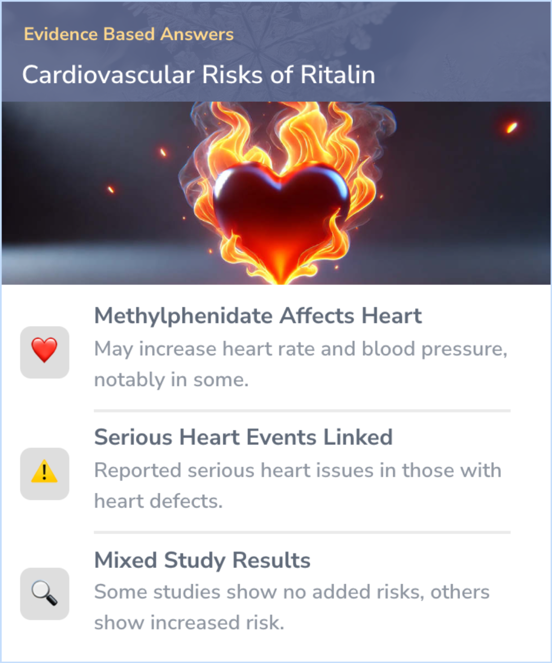 An infographic on Can Ritalin cause a heart attack?